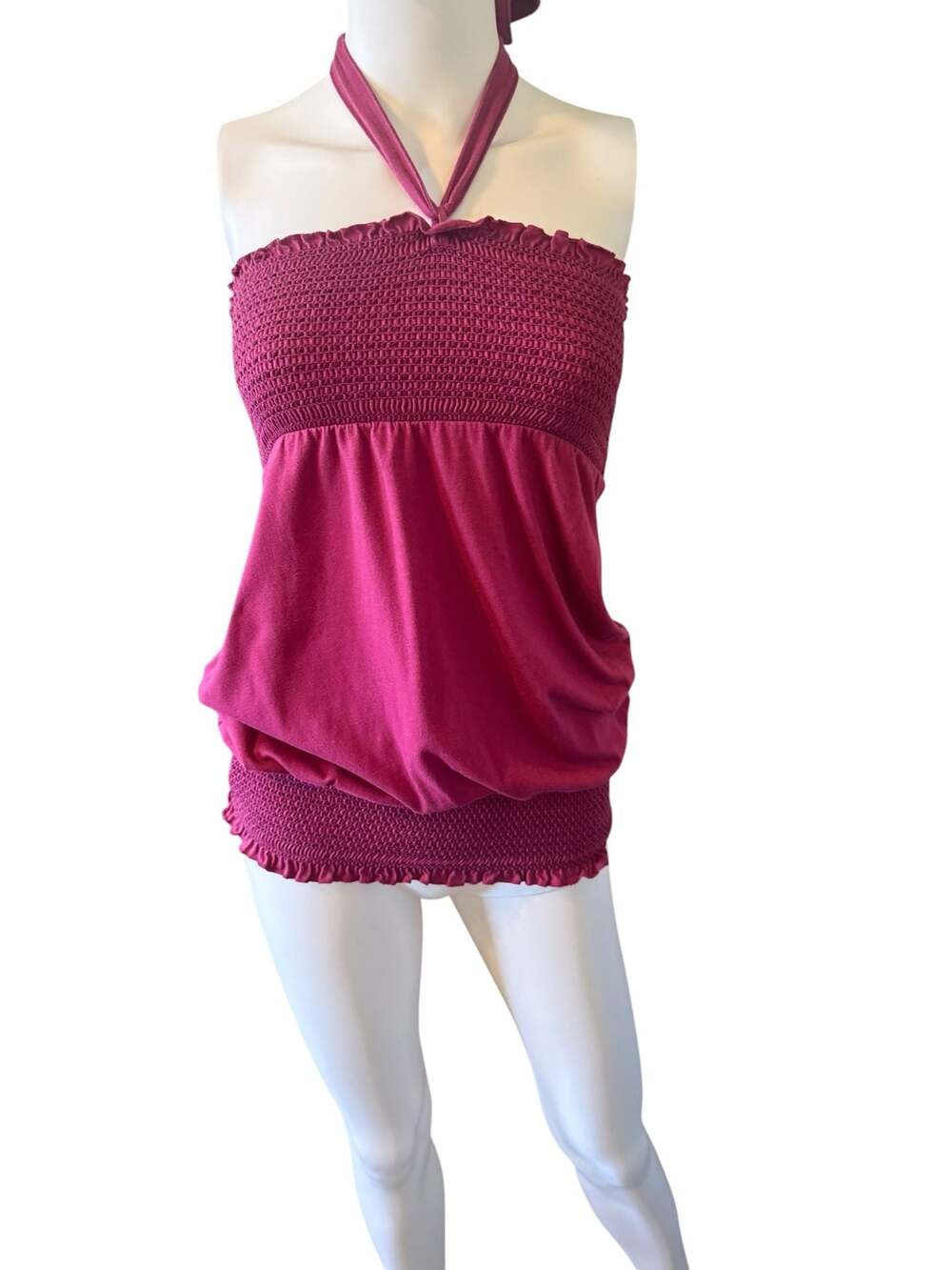 Y2K SO Wear It Declare It Vintage Pink Smocked Halter Tube Top Size M